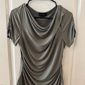 Fortune and Ivy Pale Grey/Green Drape Blouse